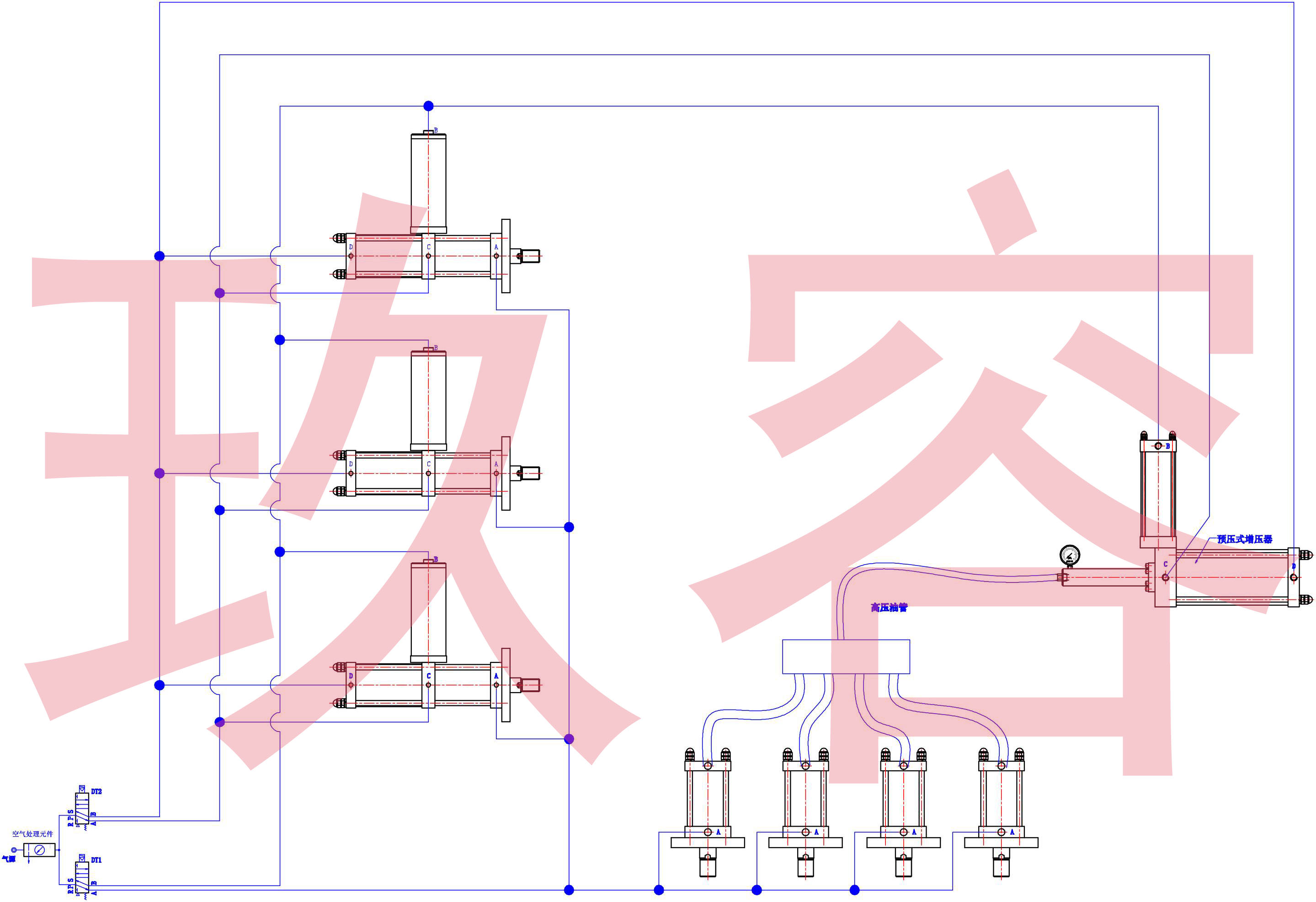 多個增壓缸和增壓器氣路連接圖